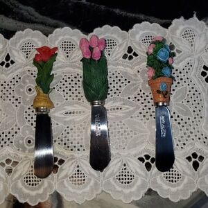 Spring, Easter, Cheese, Butter Spreader Knives, Set of 3, resin